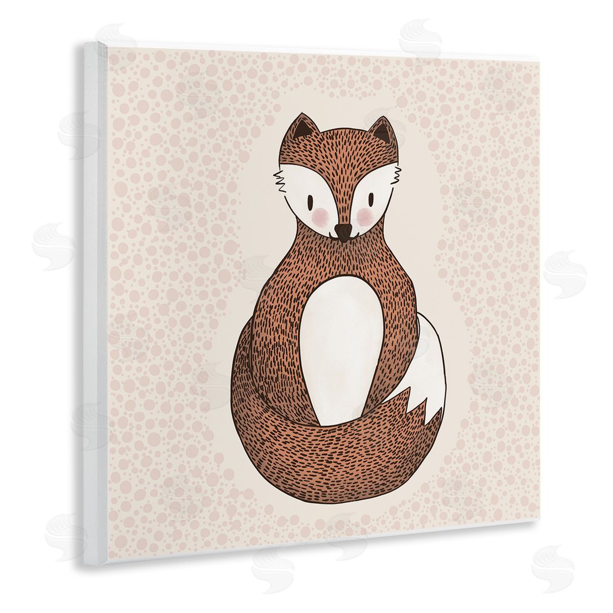 Birgit Maria Kiennast Whimsical Fox Spotted Pattern Polka Dot Border Wooden Wall Plaque Art Print