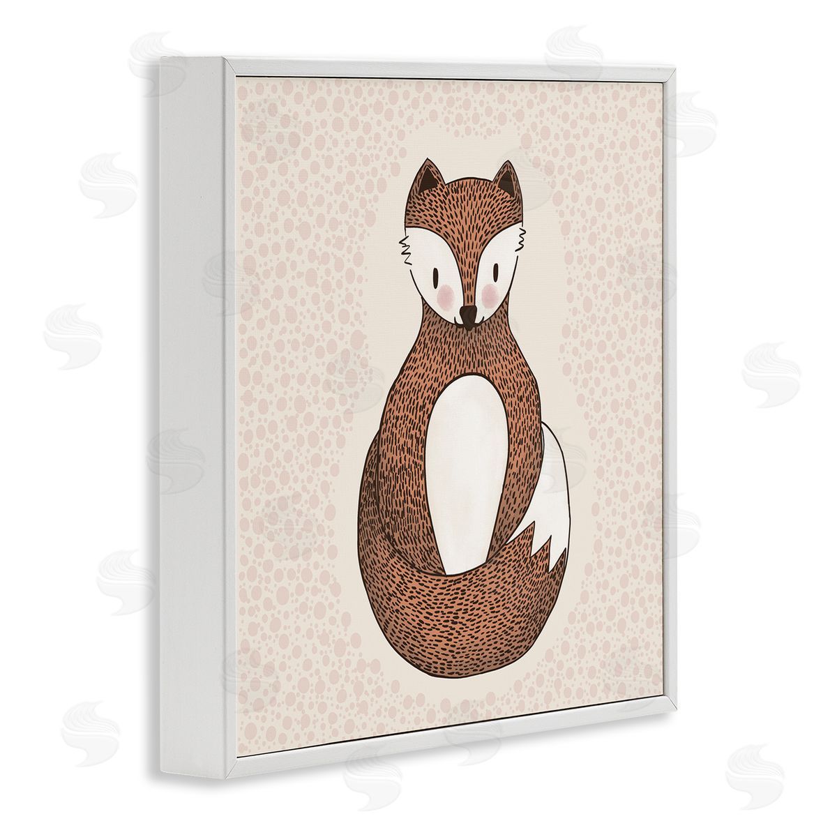 Birgit Maria Kiennast Whimsical Fox Spotted Pattern Polka Dot Border White Framed Glicee Wall Art Print