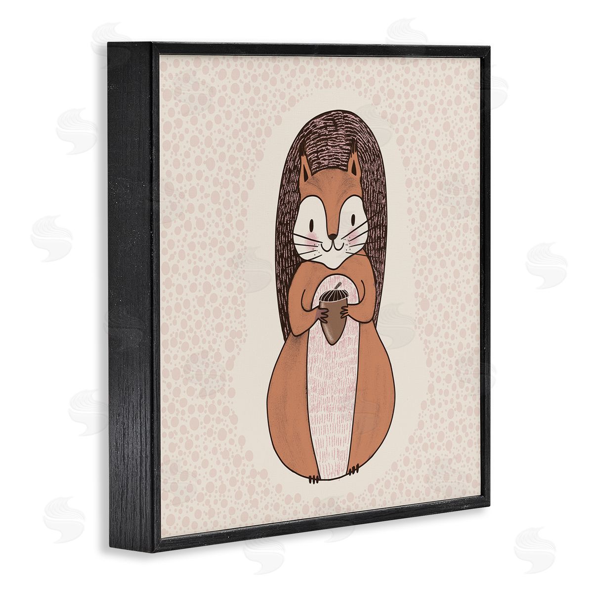 Birgit Maria Kiennast Squirrel With Acorn Patterned Shapes Woodland Animal  Black Framed Glicee Wall Art Print