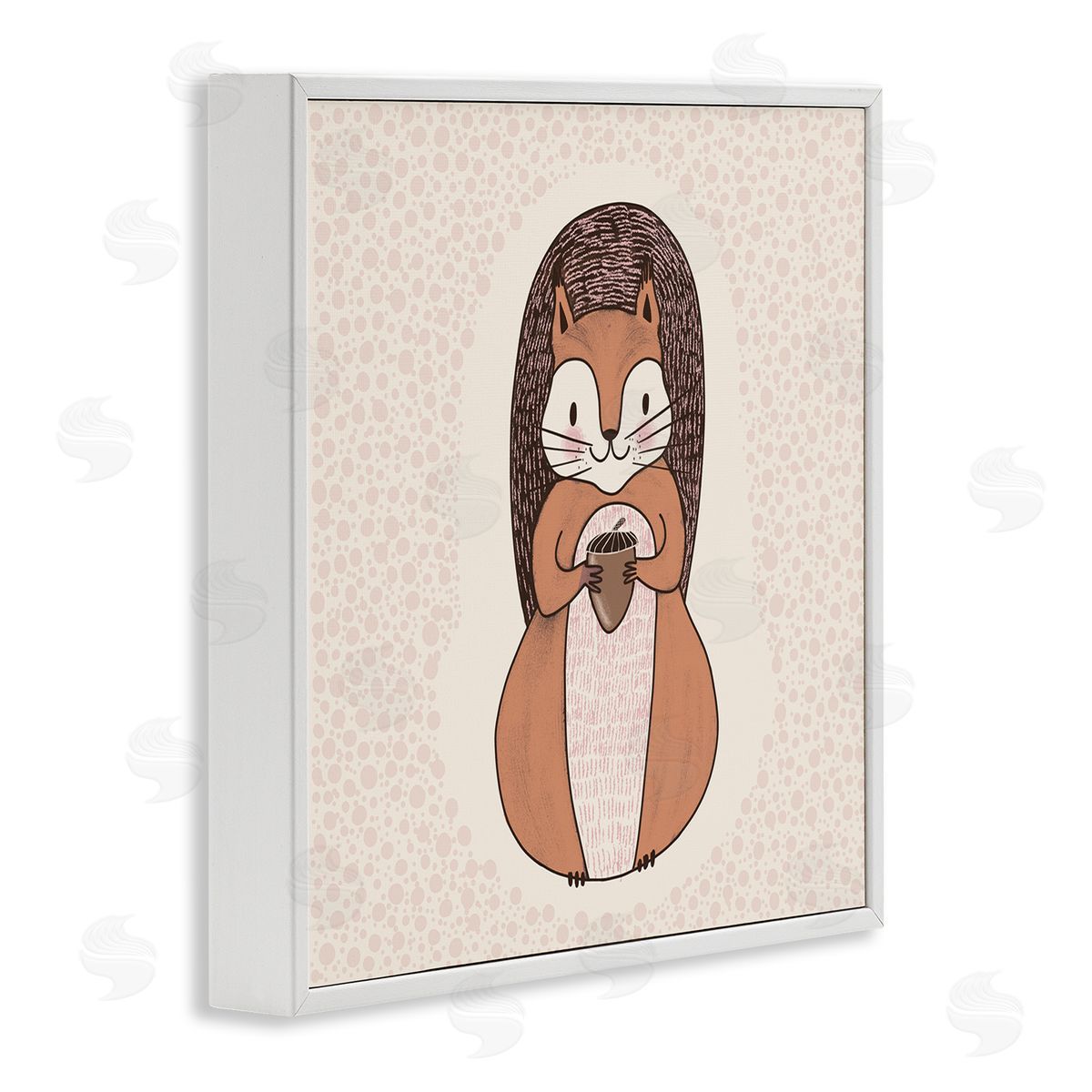 Birgit Maria Kiennast Squirrel With Acorn Patterned Shapes Woodland Animal  White Framed Glicee Wall Art Print