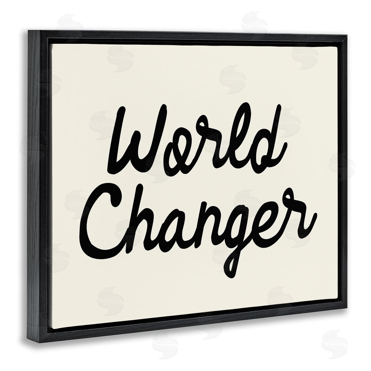 Stupell Studio World Changer Casual Cursive Calligraphy Words Sign  Black Floating Frame Canvas Wall Art Print