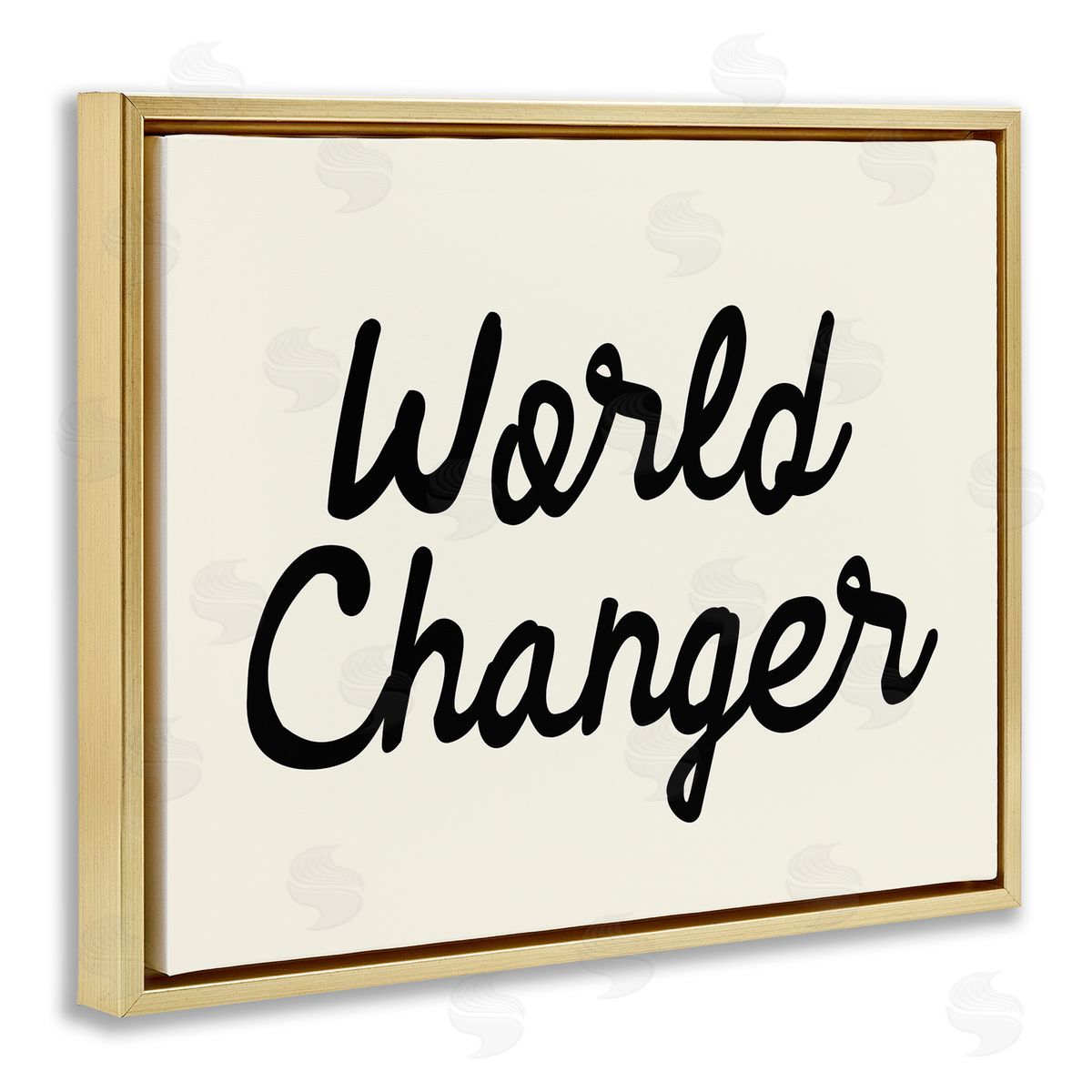 Stupell Studio World Changer Casual Cursive Calligraphy Words Sign  Gold Floating Frame Canvas Wall Art Print