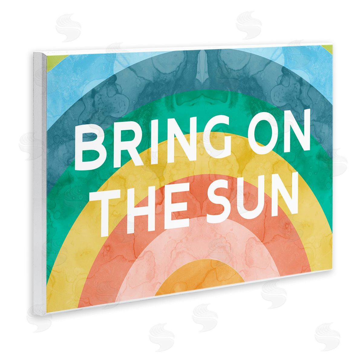 Stupell Studio Bring On The Sun Typography Rainbow Watercolor Detail  Wall Plaque Art Print