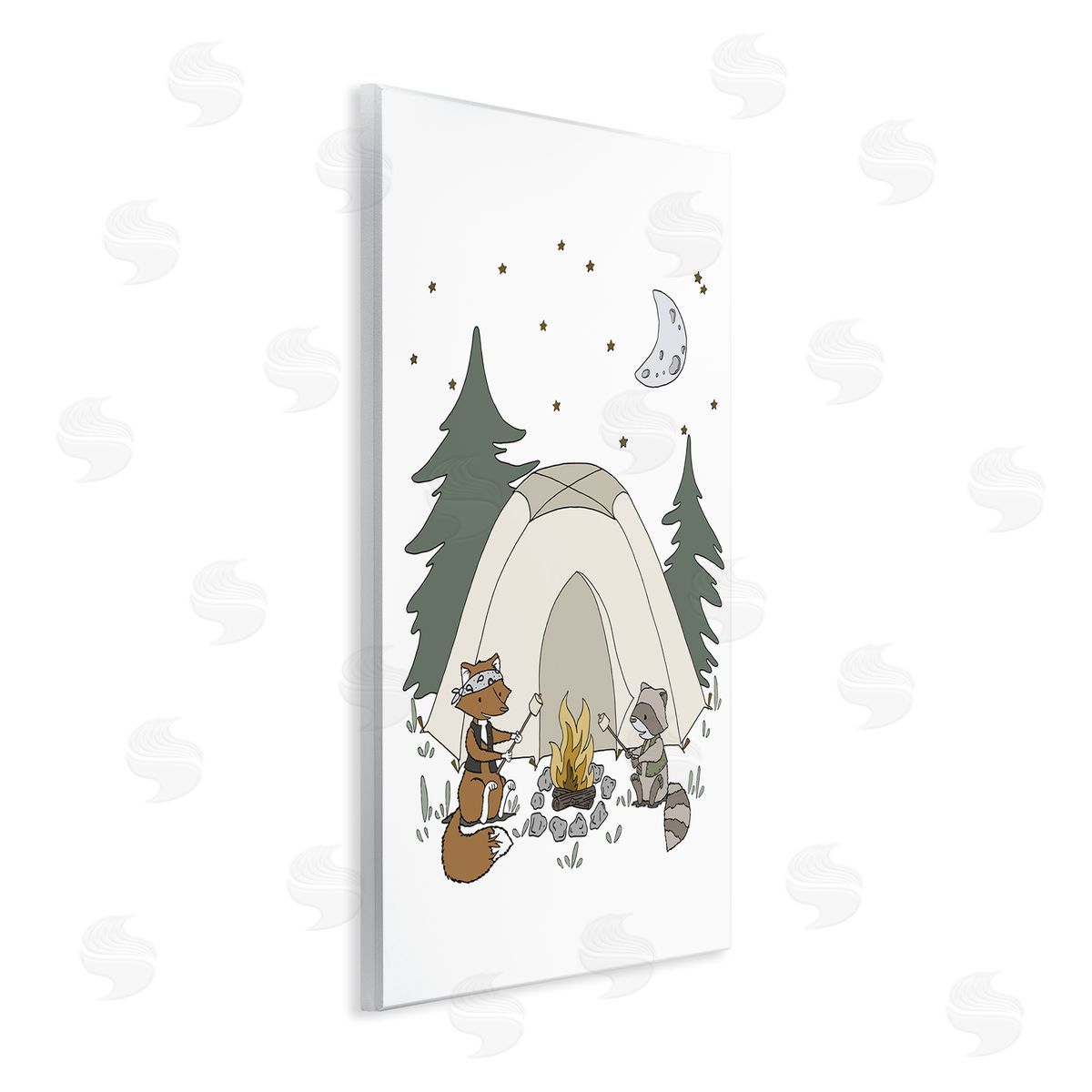 Sweet Melodys Woodland Animals Camping Nature Tent Roasting Marshmallows  Wall Plaque Art Print