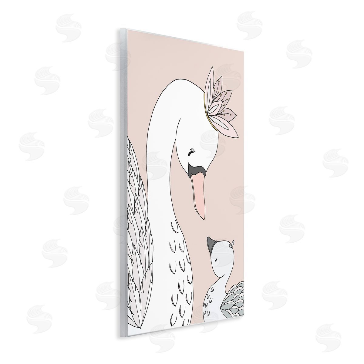 Sweet Melodys Mother & Baby Swan Flower Crowns Princess Animals Wall Plaque Art Print