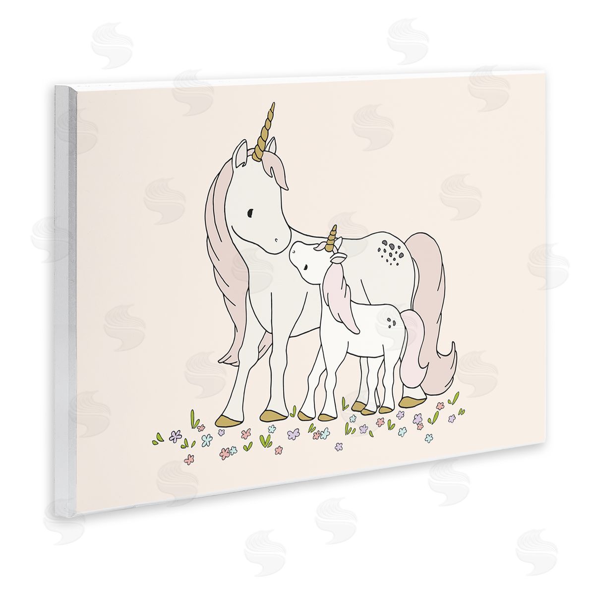 Sweet Melodys Magical Unicorn Mother & Baby Family Flower Meadow Wall Plaque Art Print