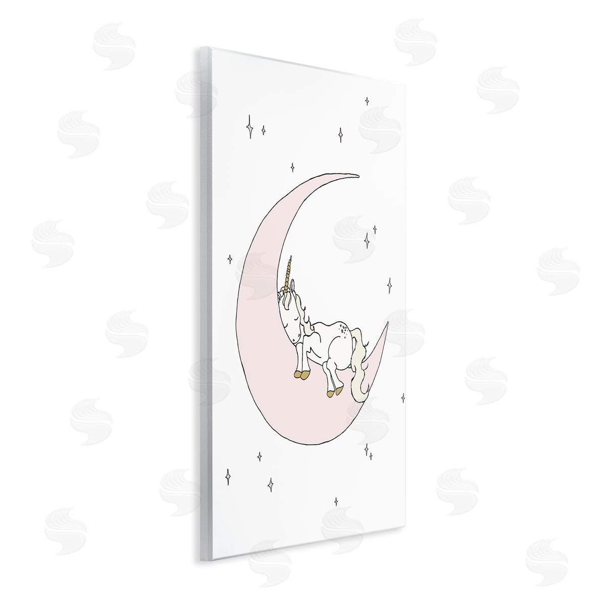 Sweet Melodys Cozy Sleeping Unicorn Nighttime Moon Delicate Stars  Wall Plaque Art Print