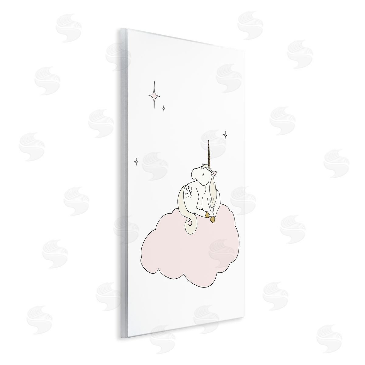 Sweet Melodys Casual Unicorn Laying on Cloud Watching Nighttime Stars  Wall Plaque Art Print