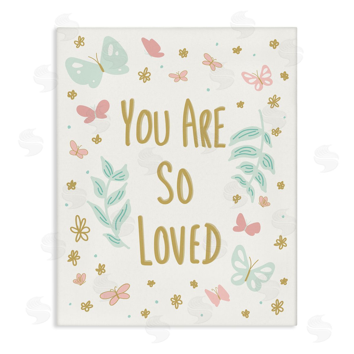 Sweet Melodys You Are So Loved Varied Botanicals Butterflies Stretched Canvas Wall Art Print