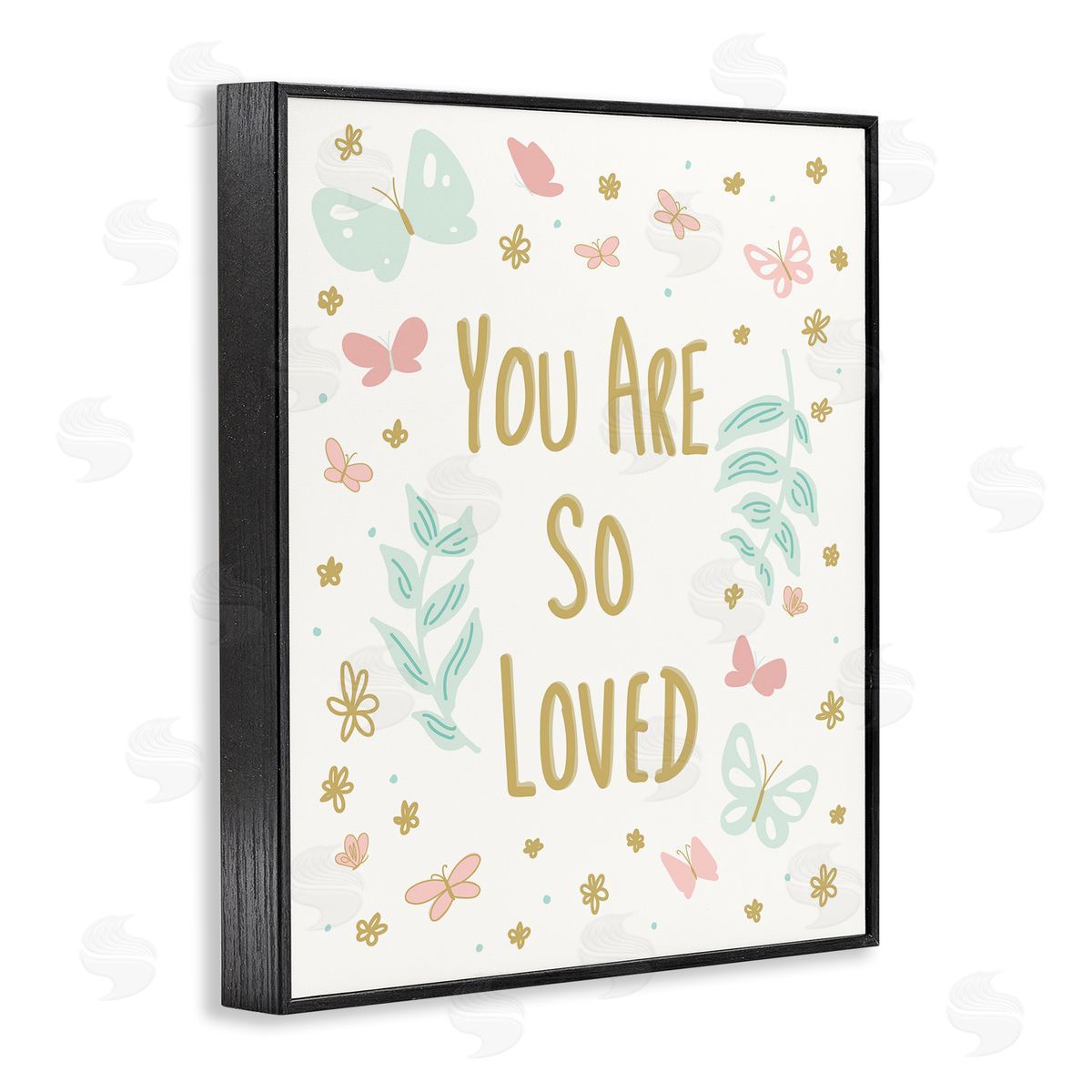 Sweet Melodys You Are So Loved Varied Botanicals Butterflies Black Framed Giclee Wall Art Print