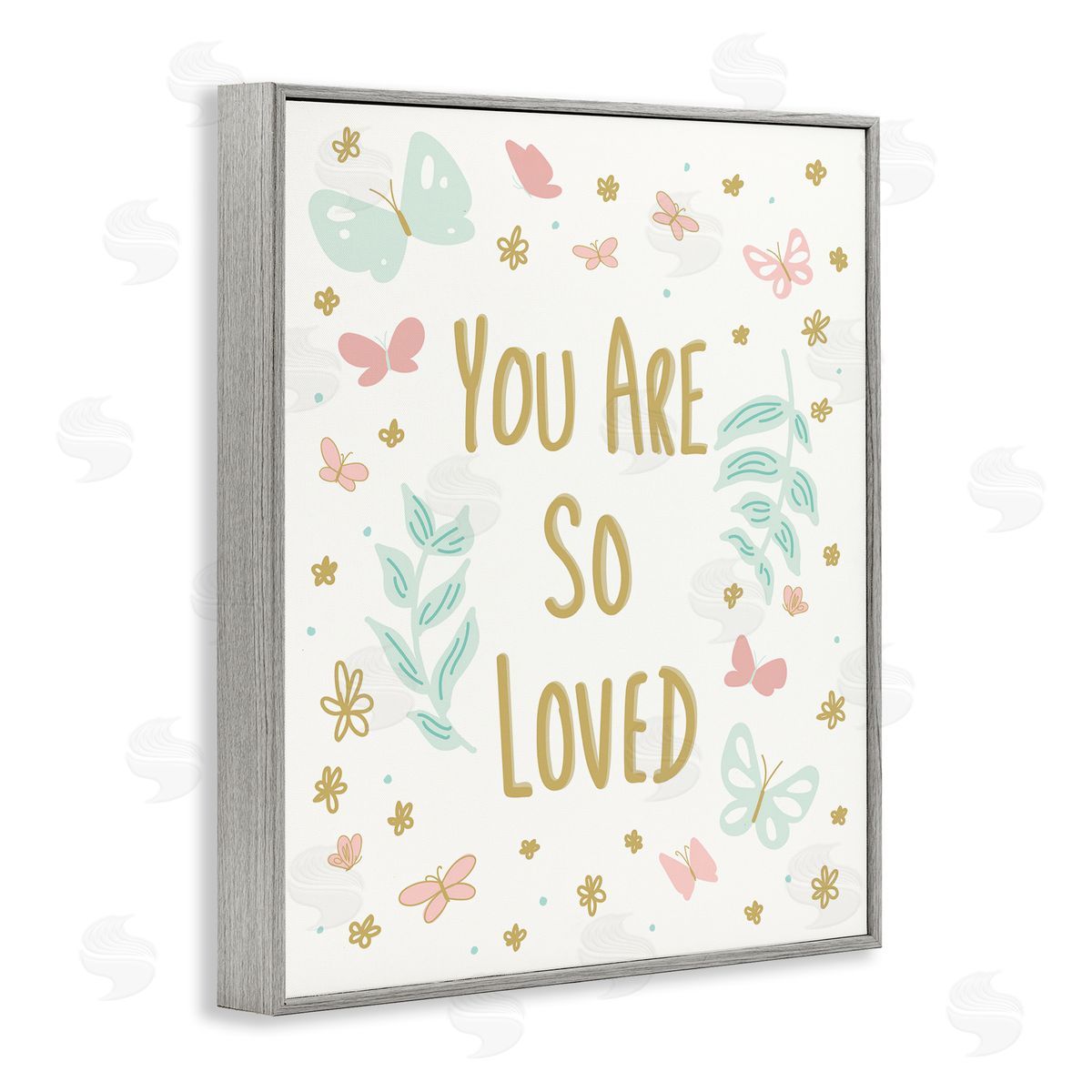 Sweet Melodys You Are So Loved Varied Botanicals Butterflies Gray Framed Giclee Wall Art Print