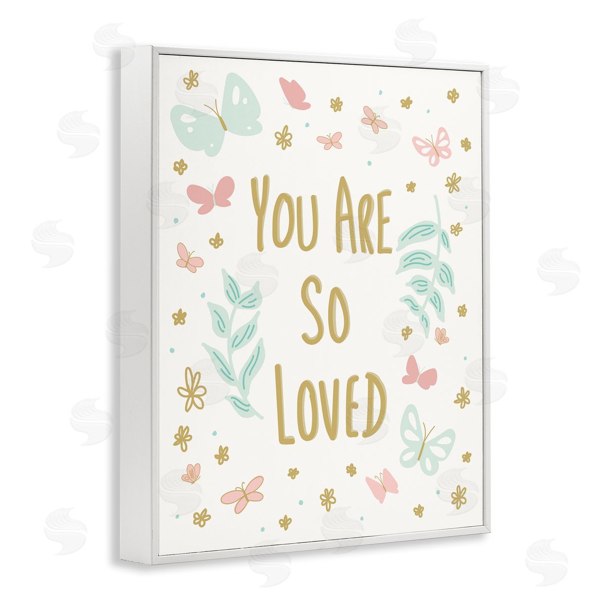 Sweet Melodys You Are So Loved Varied Botanicals Butterflies White Framed Giclee Wall Art Print