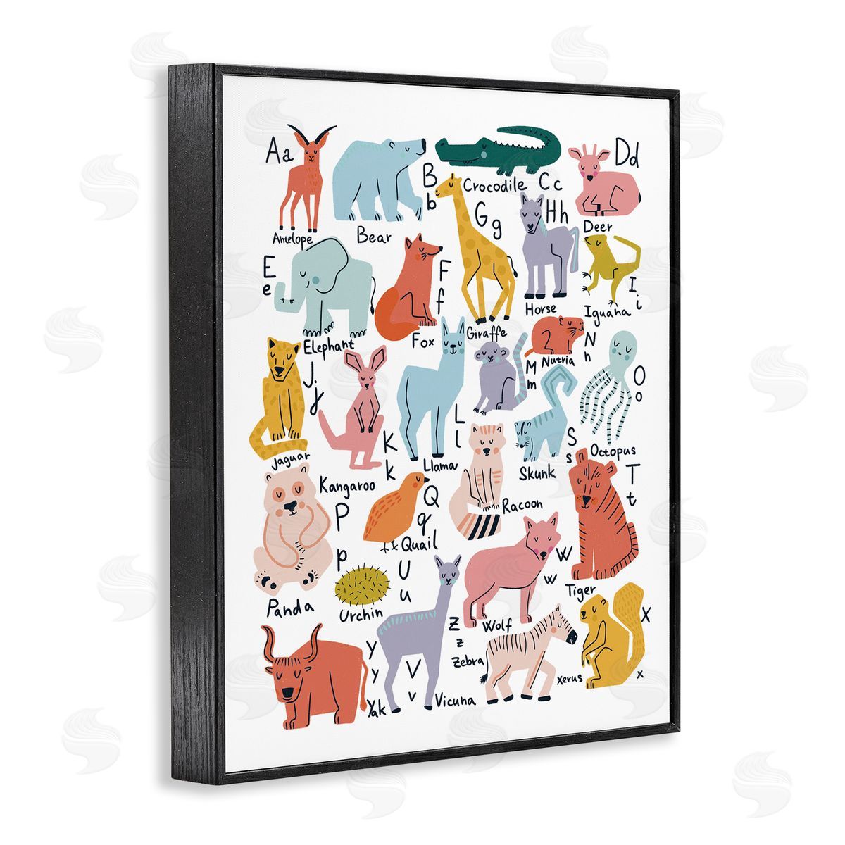 Dominika Godette Various Animal Alphabet Chart Educational Nature Wildlife Black Framed Giclee Wall Art Print
