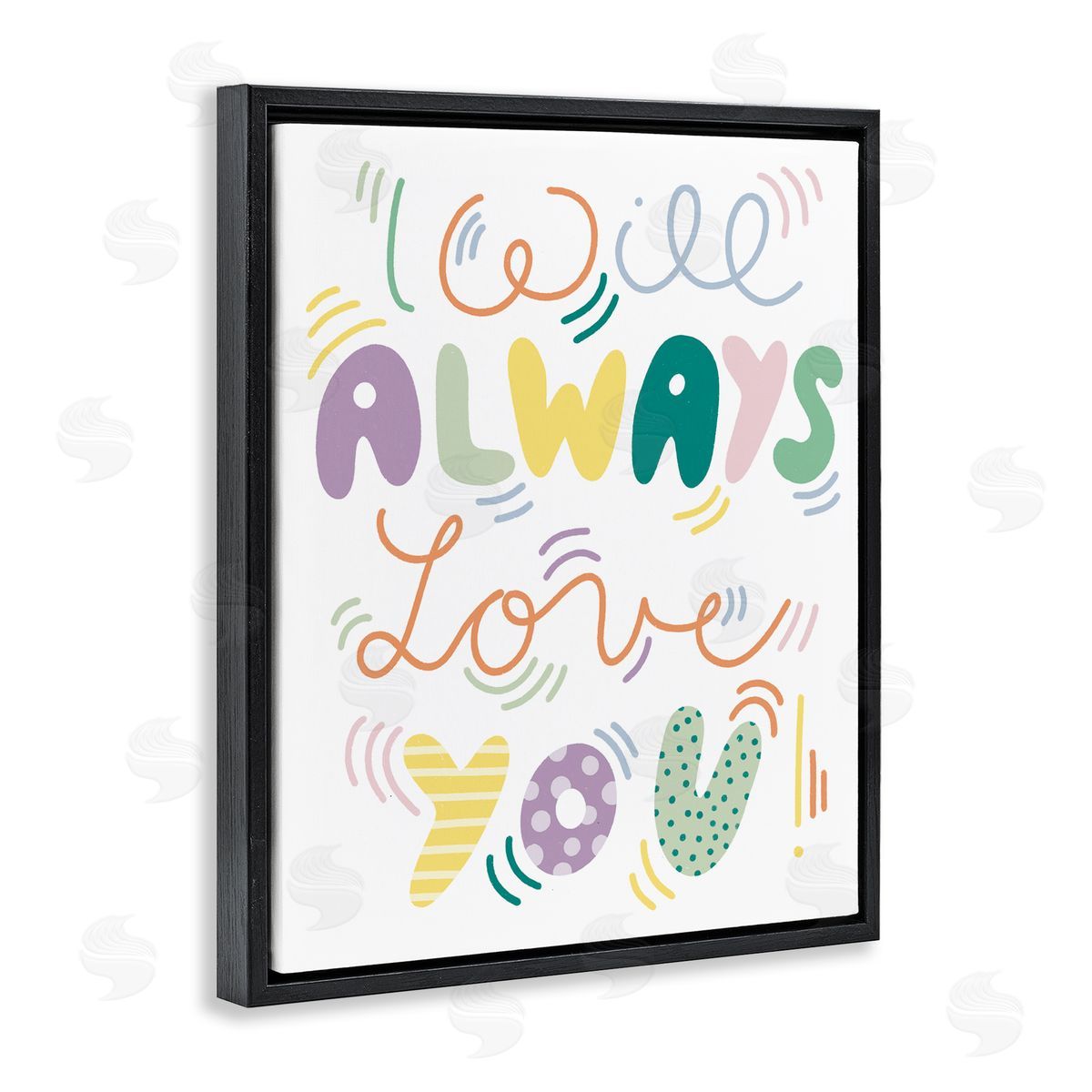 Dominika Godette Will Always Love You Eccentric Patterned Typography Black Floating Frame Canvas Wall Art Print