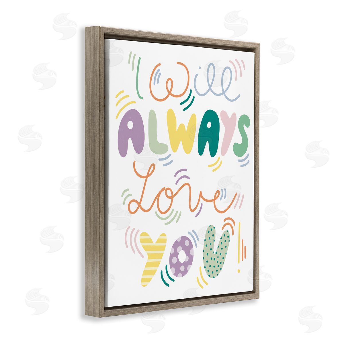 Dominika Godette Will Always Love You Eccentric Patterned Typography Brown Floating Frame Canvas Wall Art Print