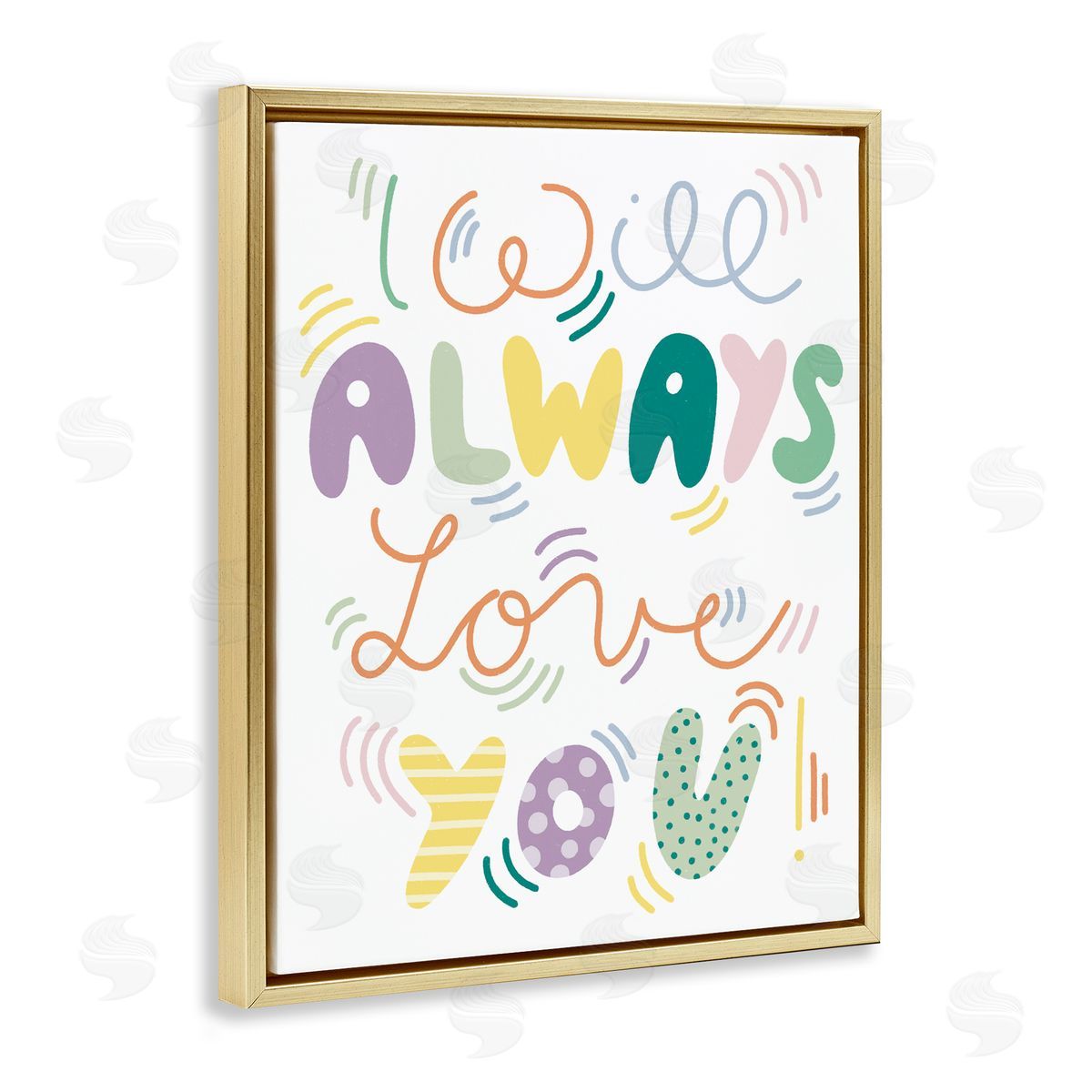 Dominika Godette Will Always Love You Eccentric Patterned Typography Gold Floating Frame Canvas Wall Art Print