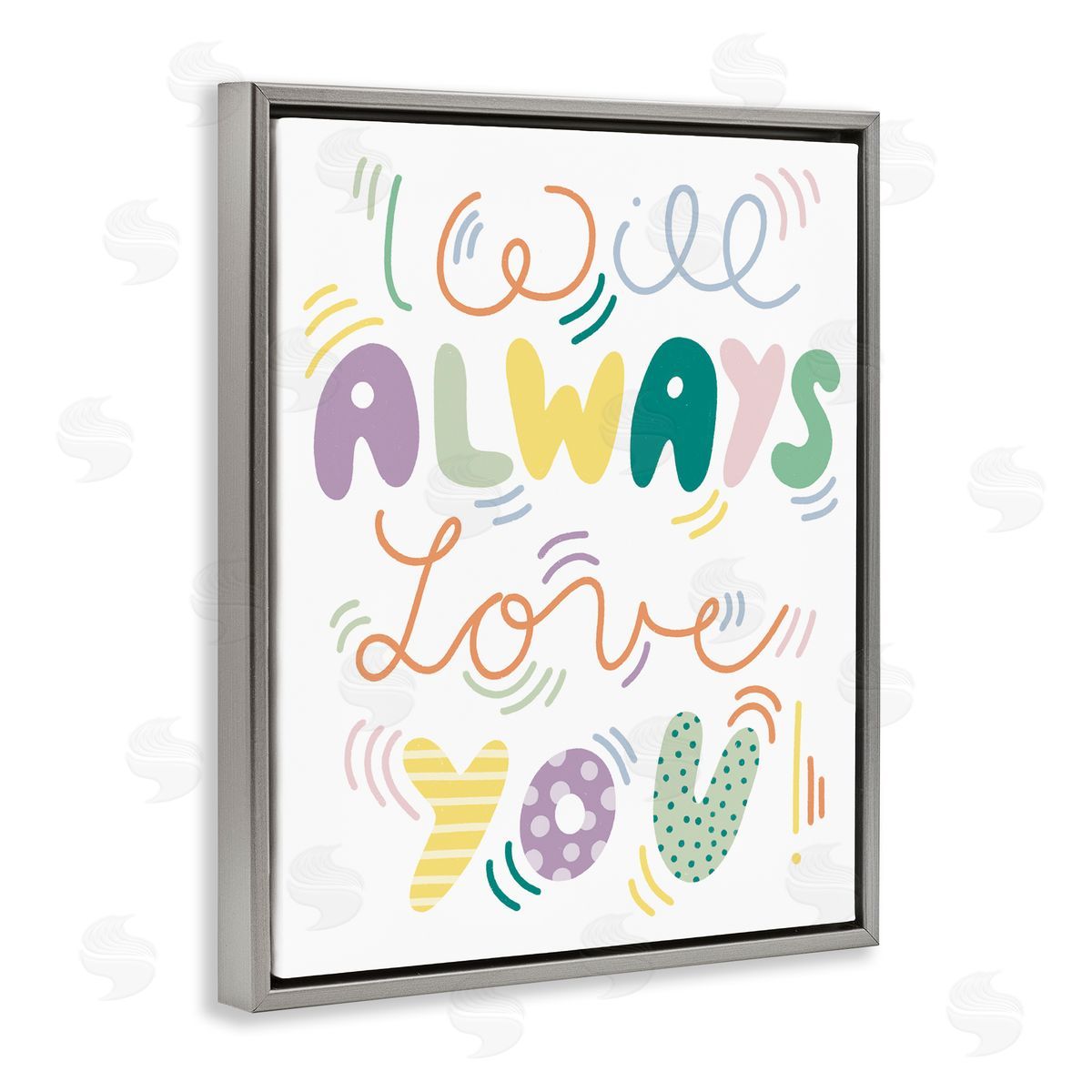 Dominika Godette Will Always Love You Eccentric Patterned Typography Gray Floating Frame Canvas Wall Art Print
