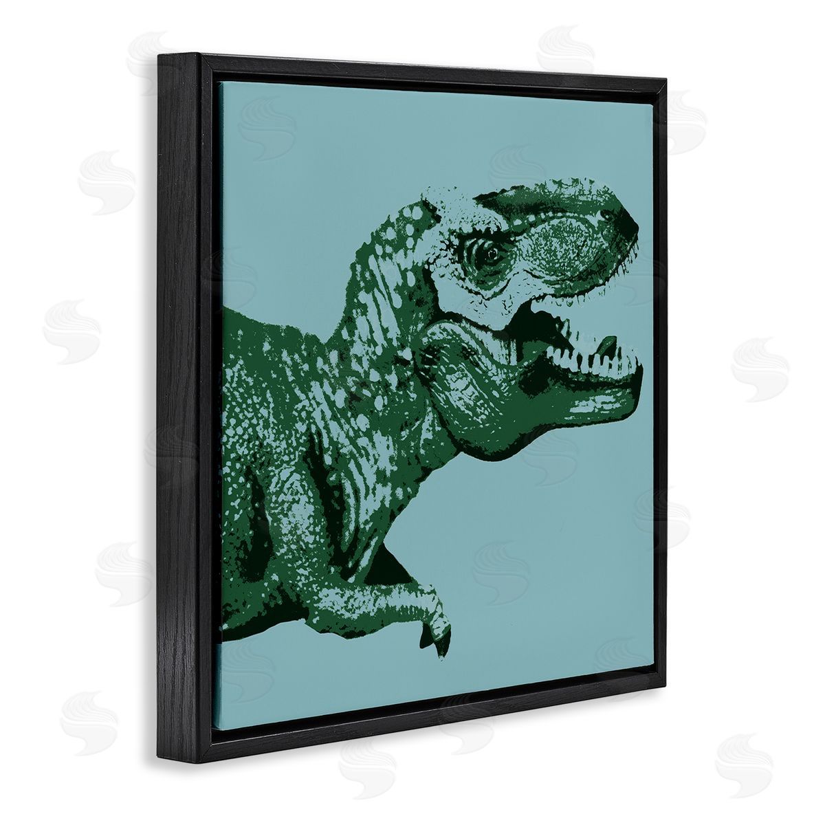 Stupell Studio Pop Style T-Rex Dinosaur Kids Wildlife Design Black Floating Frame Canvas Wall Art Print