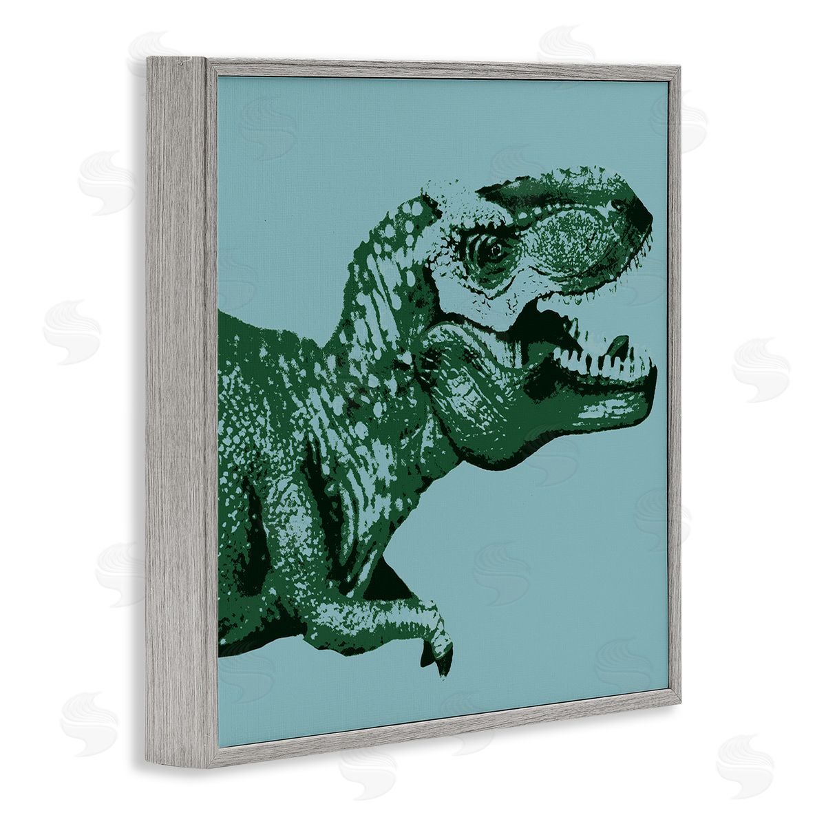 Stupell Studio Pop Style T-Rex Dinosaur Kids Wildlife Design Gray Framed Glicee Wall Art Print