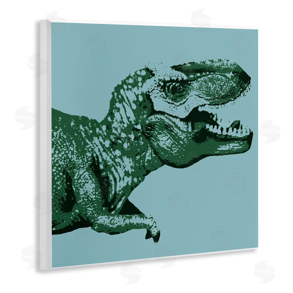 Stupell Studio Pop Style T-Rex Dinosaur Kids Wildlife Design Wooden Wall Plaque Art Print