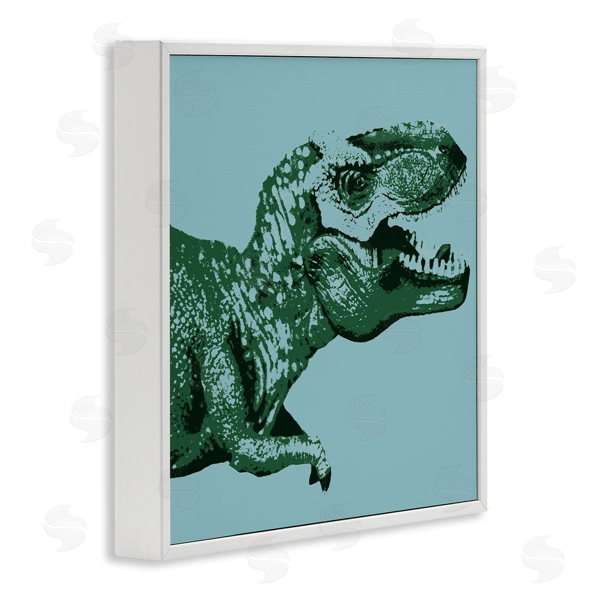 Stupell Studio Pop Style T-Rex Dinosaur Kids Wildlife Design White Framed Glicee Wall Art Print
