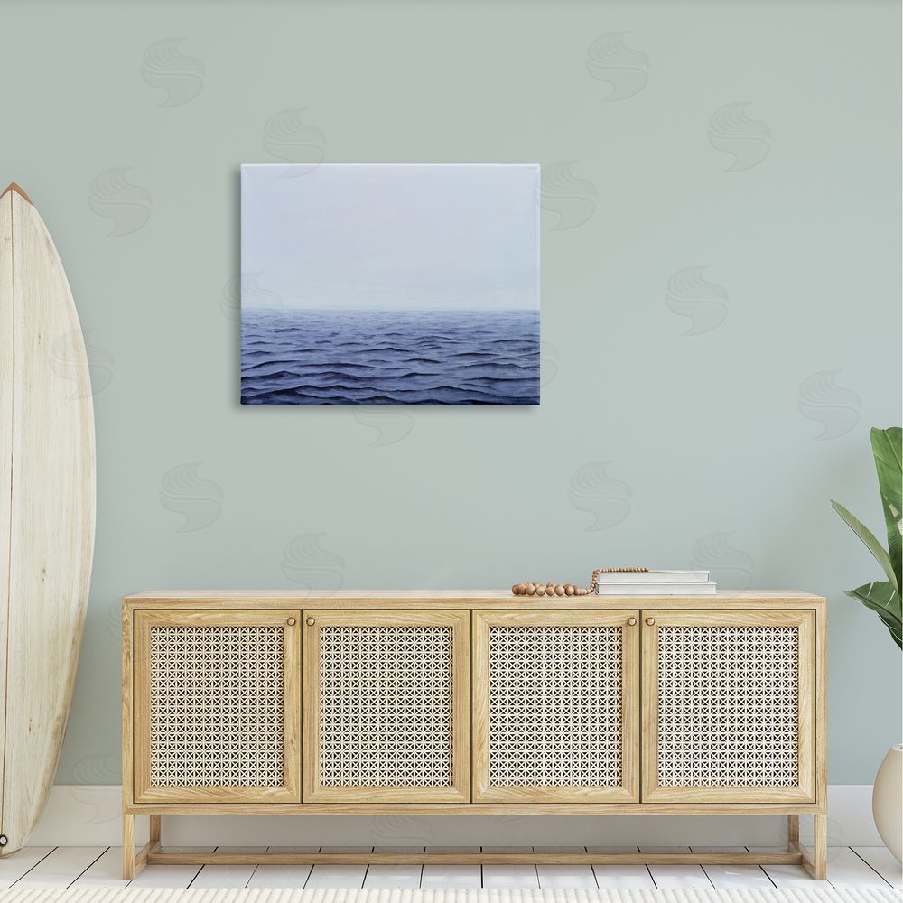 Michael Willett Vast Ocean Horizon Soothing Blue Water Waves  Canvas Wall Art Print in Room
