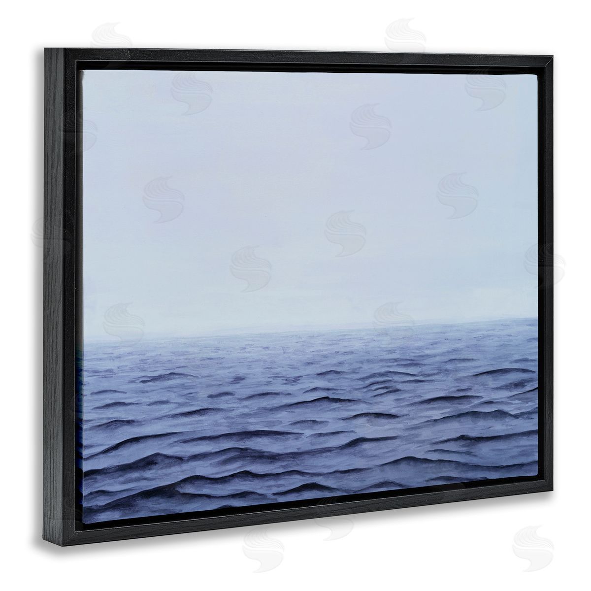 Michael Willett Vast Ocean Horizon Soothing Blue Water Waves  Black Floating Frame Canvas Wall Art Print
