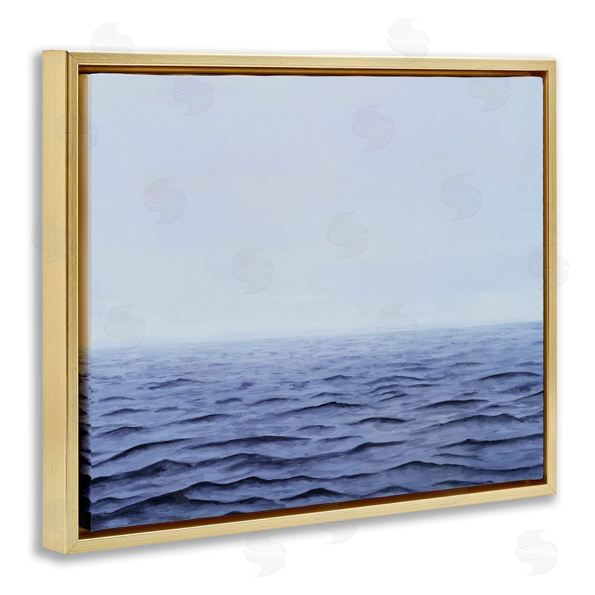Michael Willett Vast Ocean Horizon Soothing Blue Water Waves  Gold Floating Frame Canvas Wall Art Print