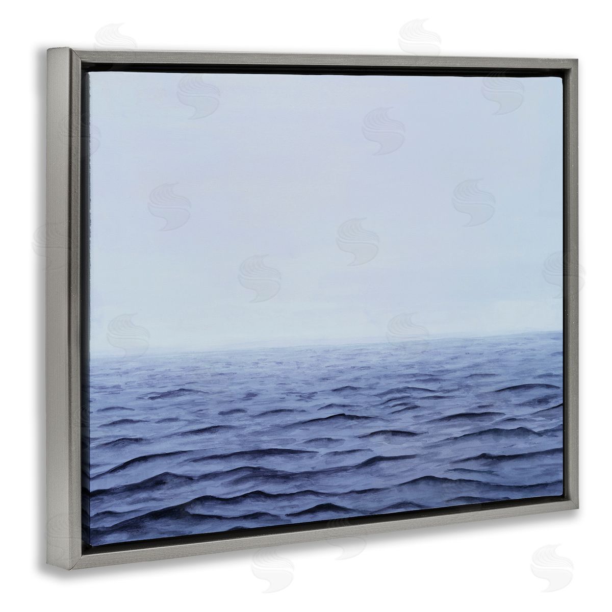 Michael Willett Vast Ocean Horizon Soothing Blue Water Waves  Gray Floating Frame Canvas Wall Art Print