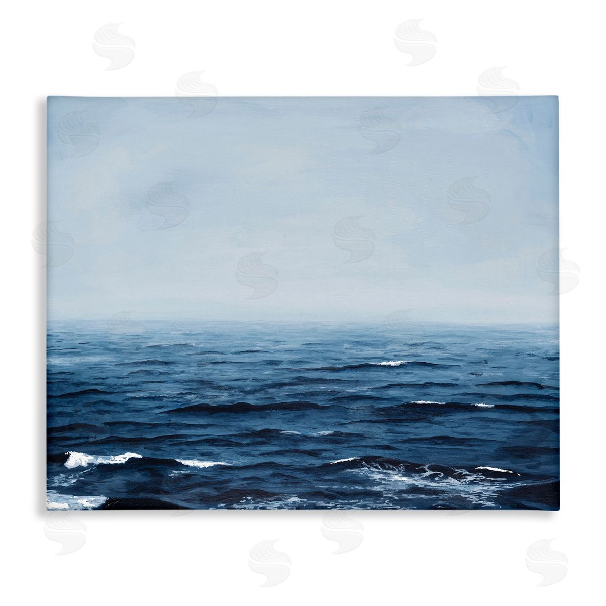 Michael Willett Choppy Ocean Water Waves Foggy Nautical Horizon  Stretched Canvas Wall Art Print