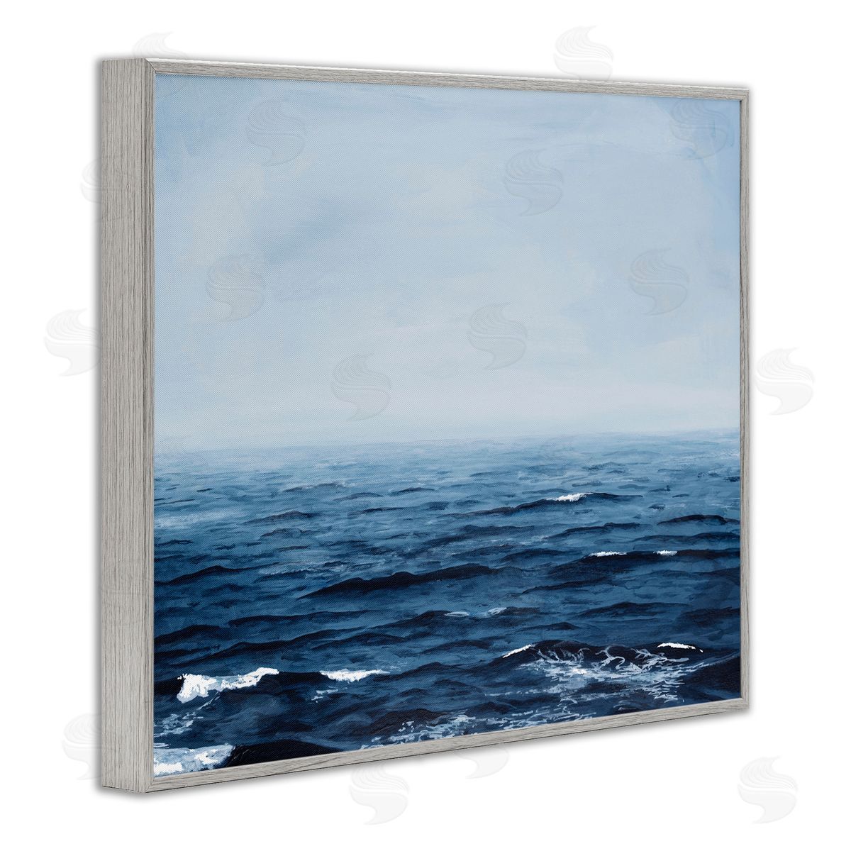Michael Willett Choppy Ocean Water Waves Foggy Nautical Horizon  Gray Framed Giclee Wall Art Print