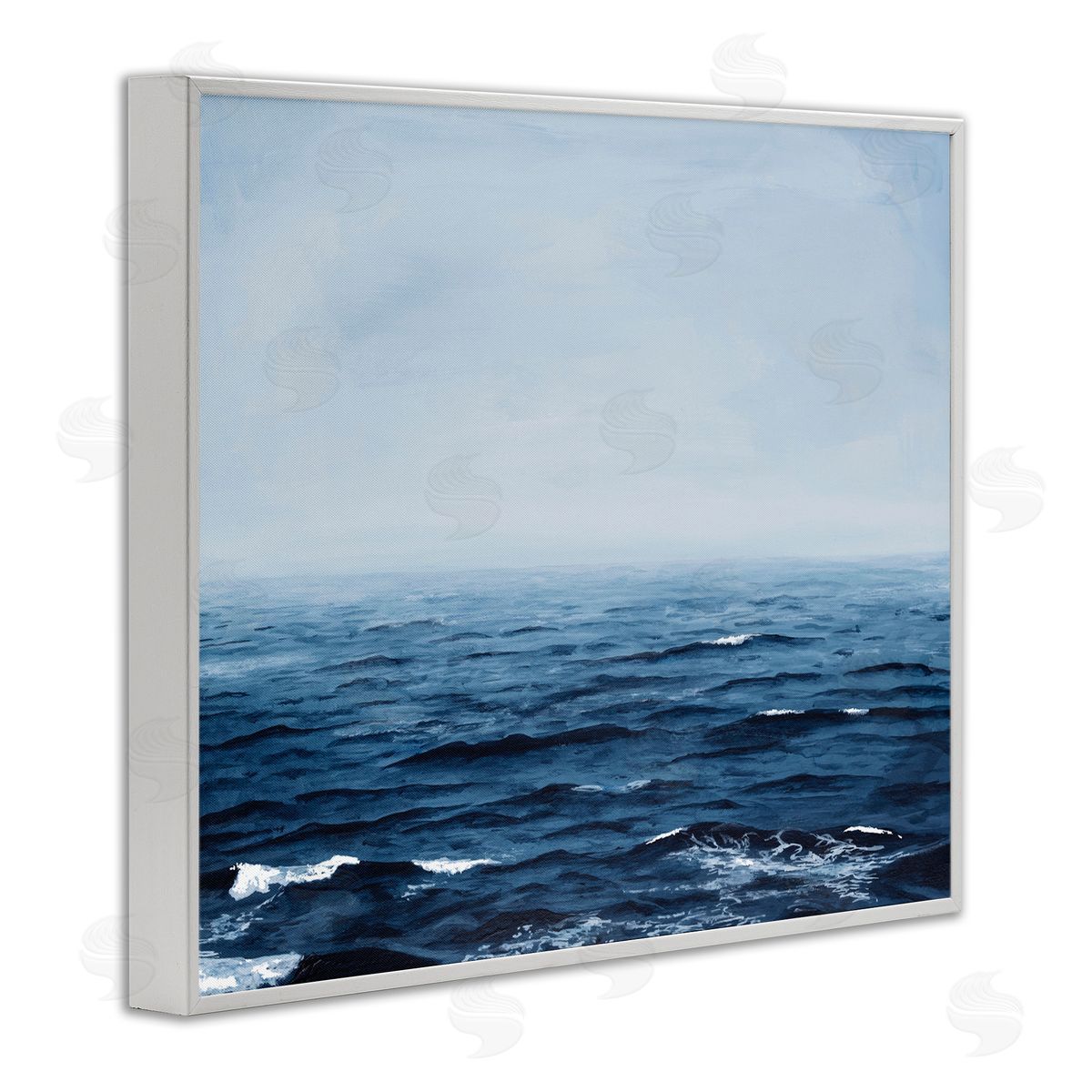 Michael Willett Choppy Ocean Water Waves Foggy Nautical Horizon  White Framed Giclee Wall Art Print