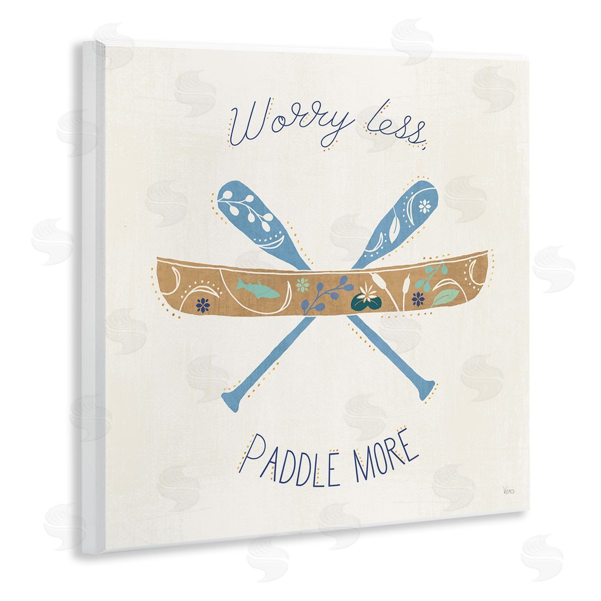 Veronique Charron Worry Less Paddle More Canoe Boat Typography  Wooden Wall Plaque Art Print