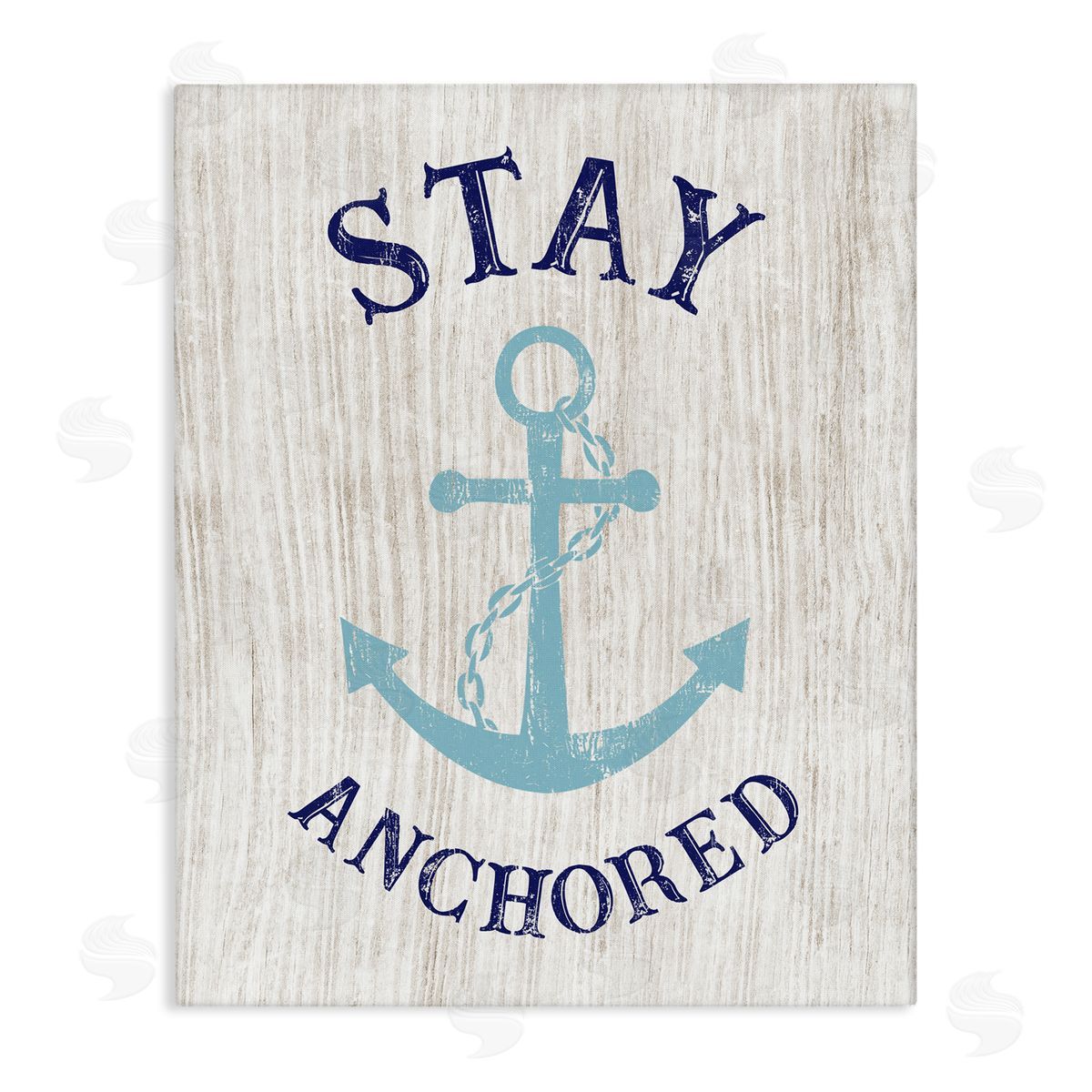 CADs Stay Anchored Rustic Nautical Beach Typography Stretched Canvas Wall Art Print