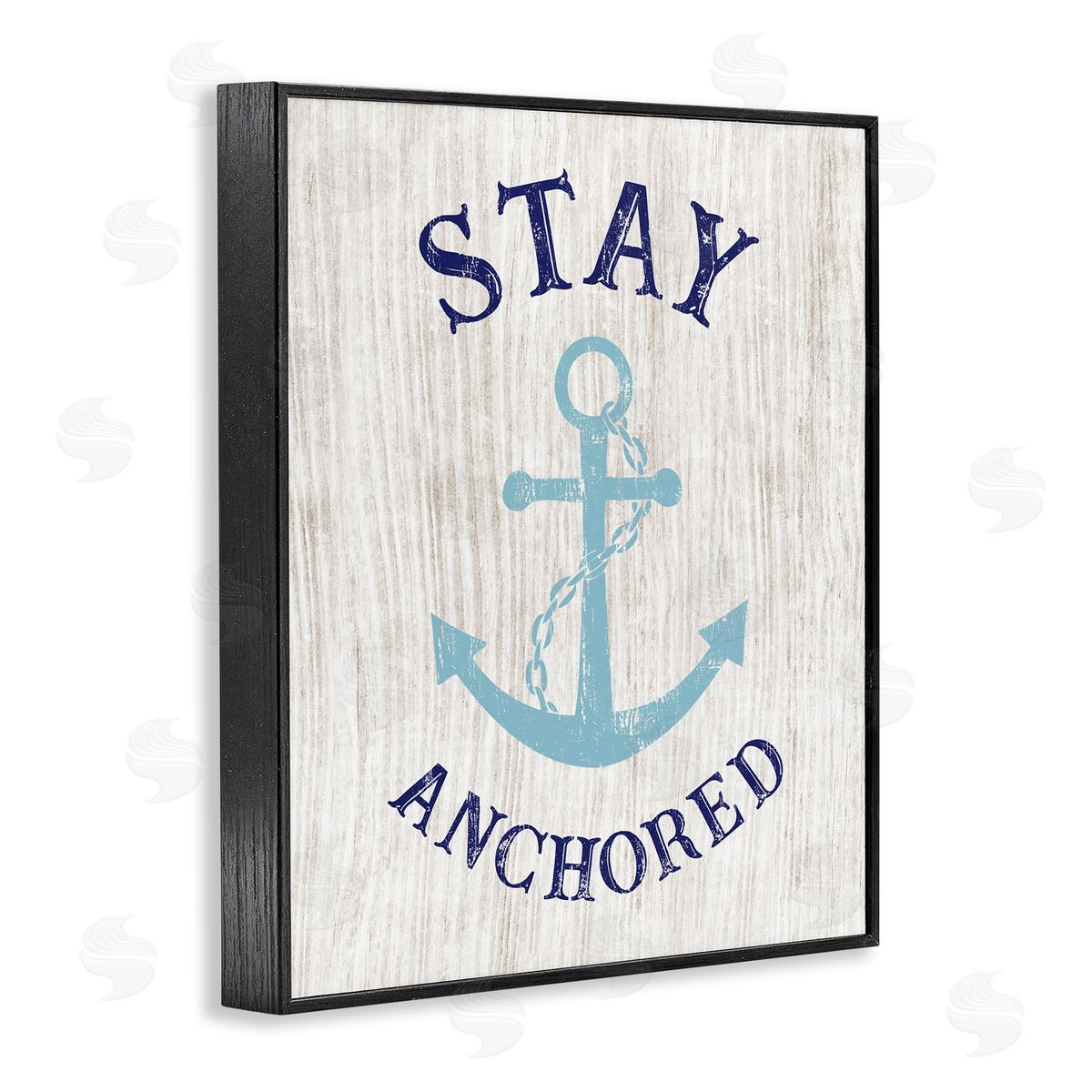 CADs Stay Anchored Rustic Nautical Beach Typography Black Framed Giclee Wall Art Print
