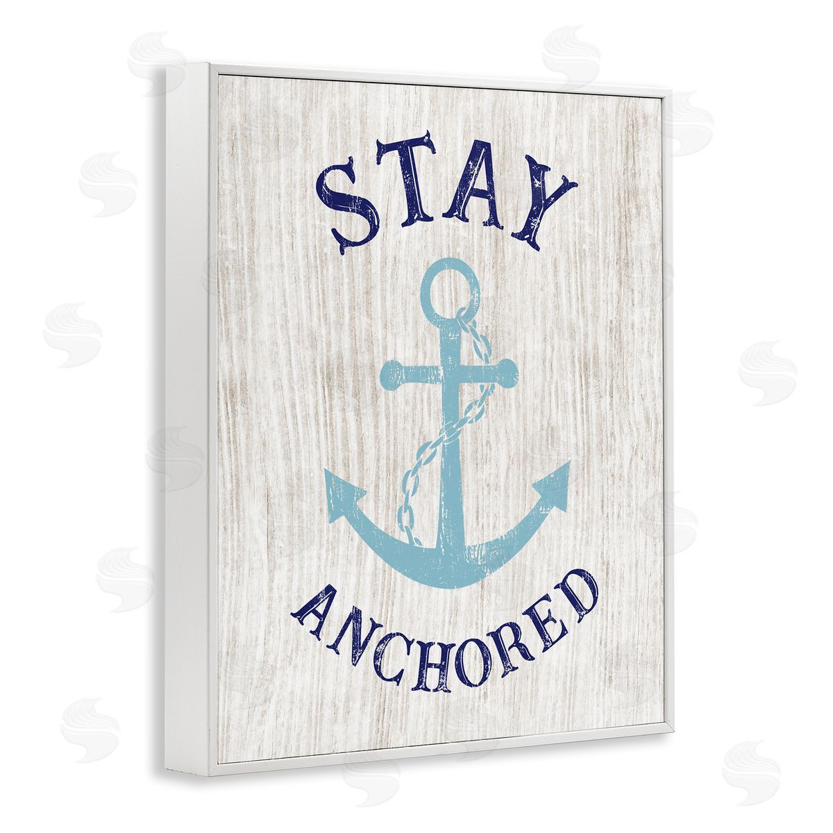 CADs Stay Anchored Rustic Nautical Beach Typography White Framed Giclee Wall Art Print