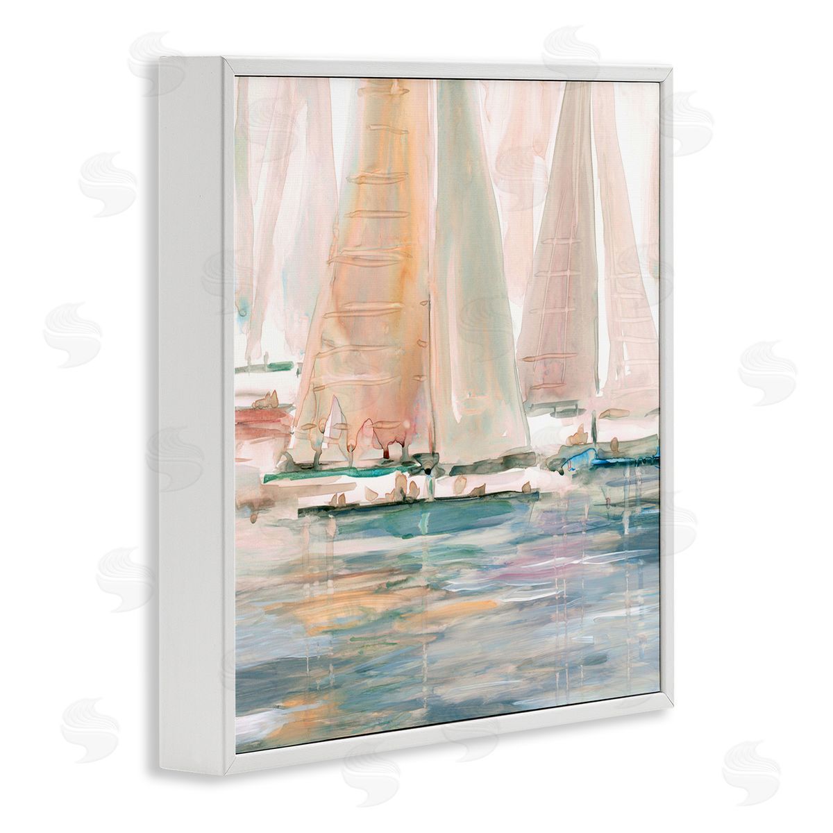 Carol Robinson Warm Sunlit Sailboats Reflection Ocean Water Surface White Framed Glicee Wall Art Print