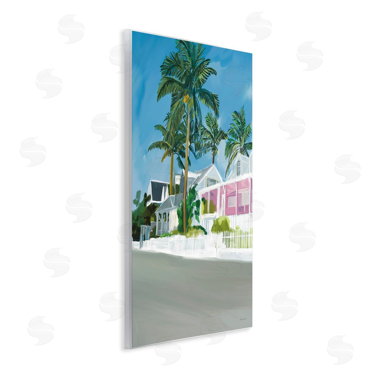 Amelia Noyes Tropical Palm Trees Summer Vacation Resort Houses Wall Plaque Art Print