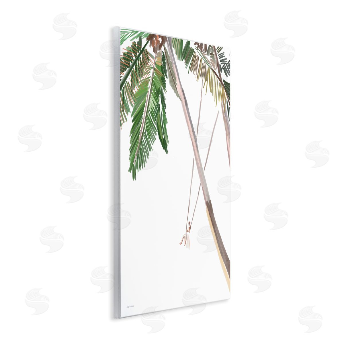 Amelia Noyes Girl Swinging Tropical Palm Trees Casual Wall Plaque Art Print
