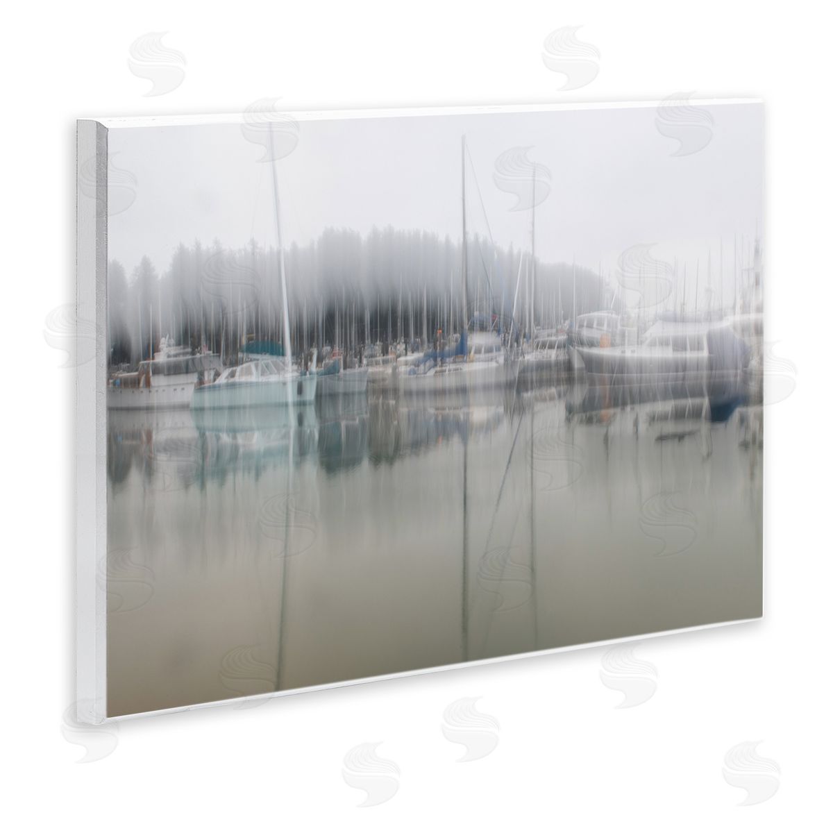 Nancy Crowell Foggy Weather Boat Marina Peaceful Floating Watercraft Wall Plaque Art Print
