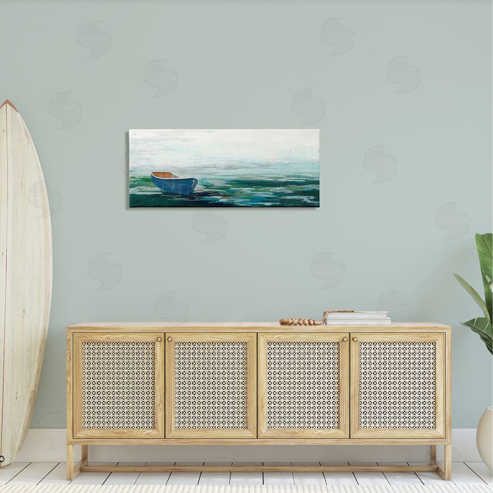 Stacy Gresell Lone Dinghy Boat Floating Ocean Water Collage 