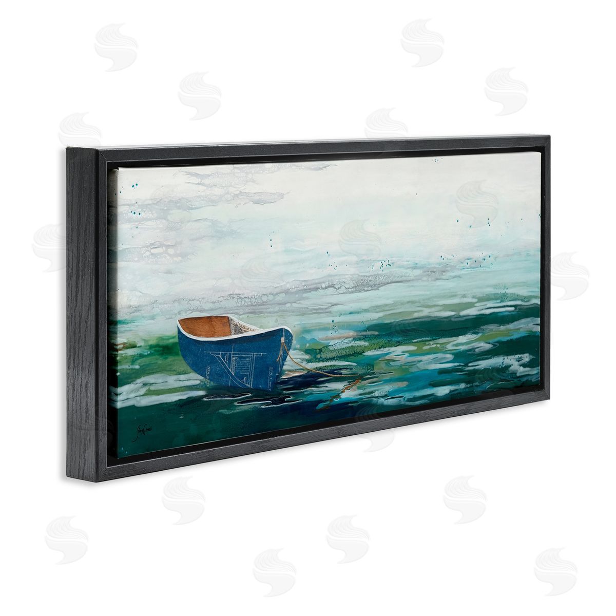 Stacy Gresell Lone Dinghy Boat Floating Ocean Water Collage 