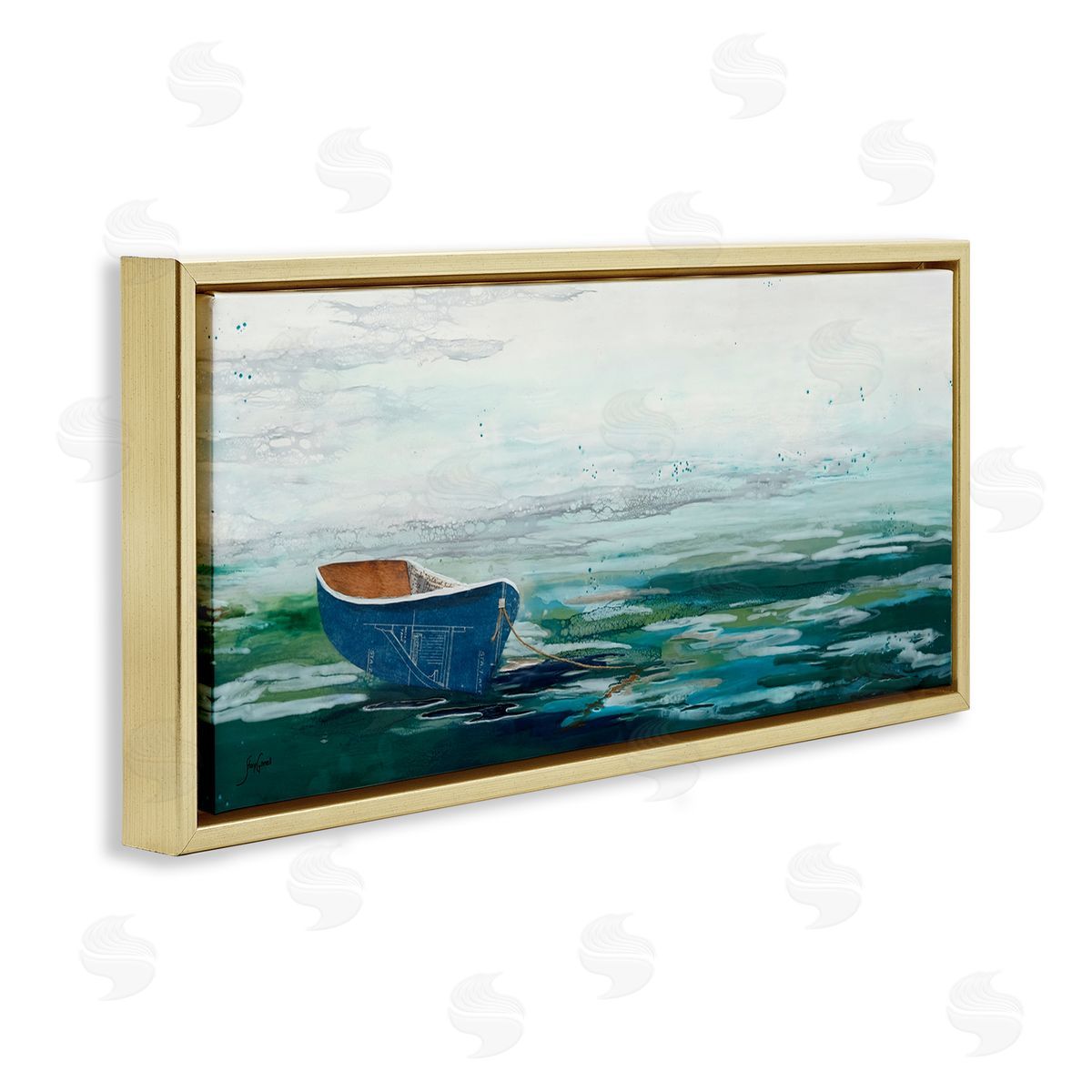 Stacy Gresell Lone Dinghy Boat Floating Ocean Water Collage 