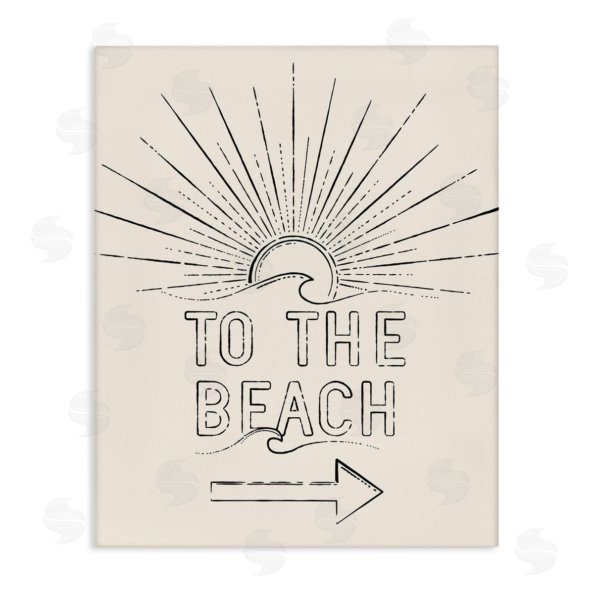 JJ House LLC To The Beach Weathered Vintage Sun Horizon Typography Stretched Canvas Wall Art Print