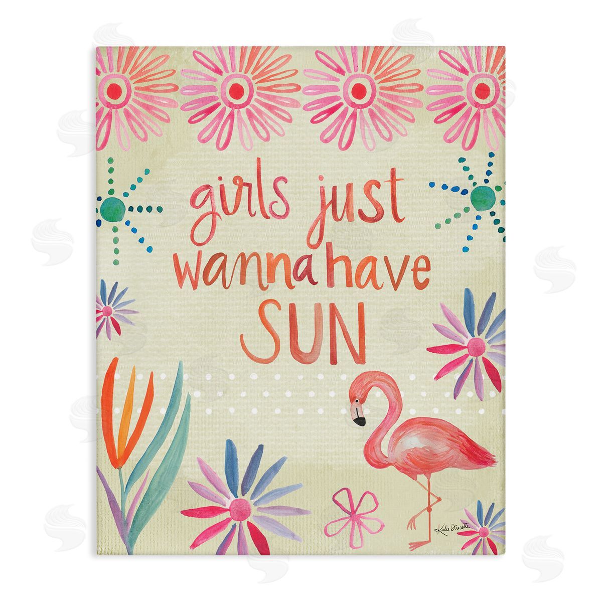 Katie Doucette Girls Wanna Have Sun Tropical Summer Floral Pattern Stretched Canvas Wall Art Print