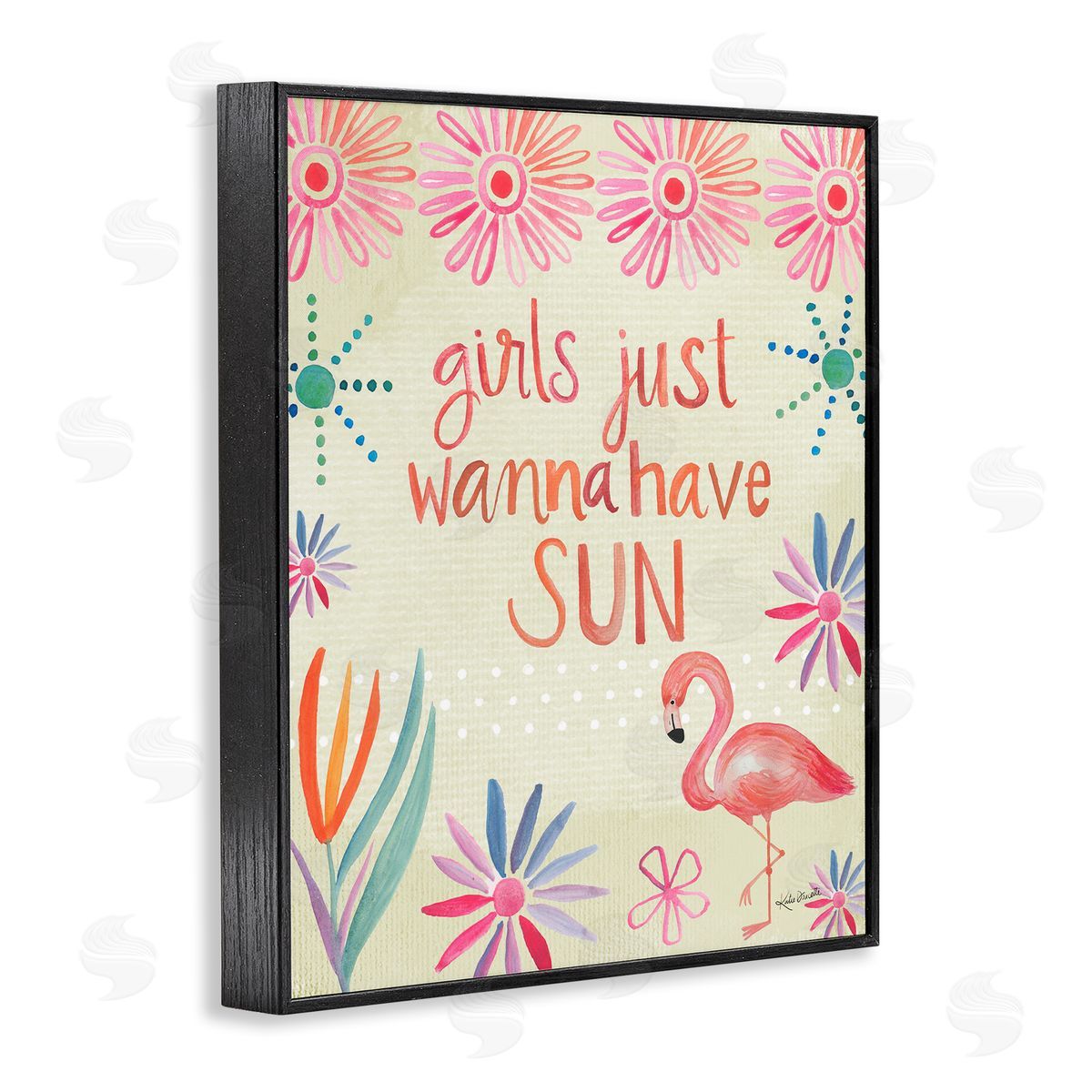 Katie Doucette Girls Wanna Have Sun Tropical Summer Floral Pattern Black Framed Giclee Wall Art Print