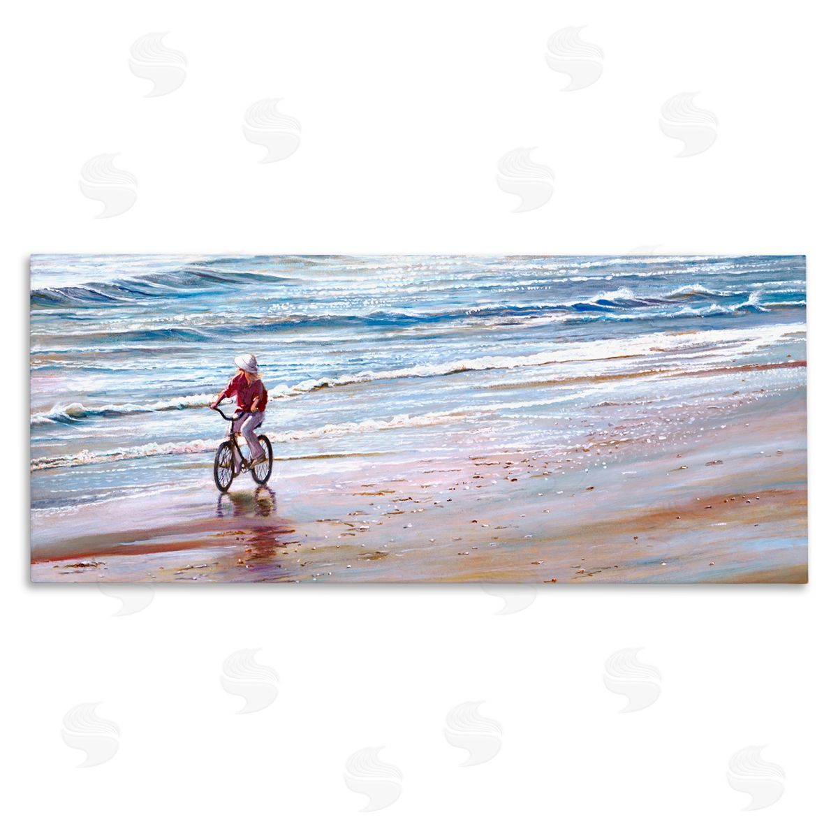 Tom Mielko Riding Bike Along Ocean Shore Beach Waves