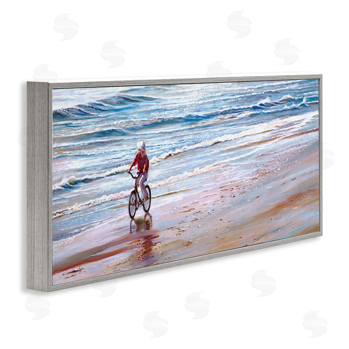 Tom Mielko Riding Bike Along Ocean Shore Beach Waves