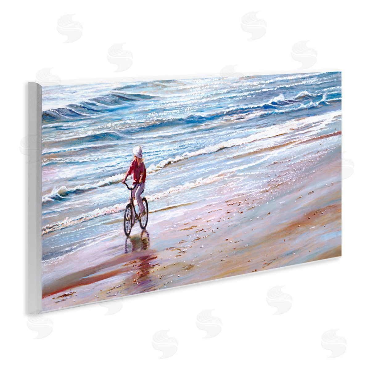 Tom Mielko Riding Bike Along Ocean Shore Beach Waves