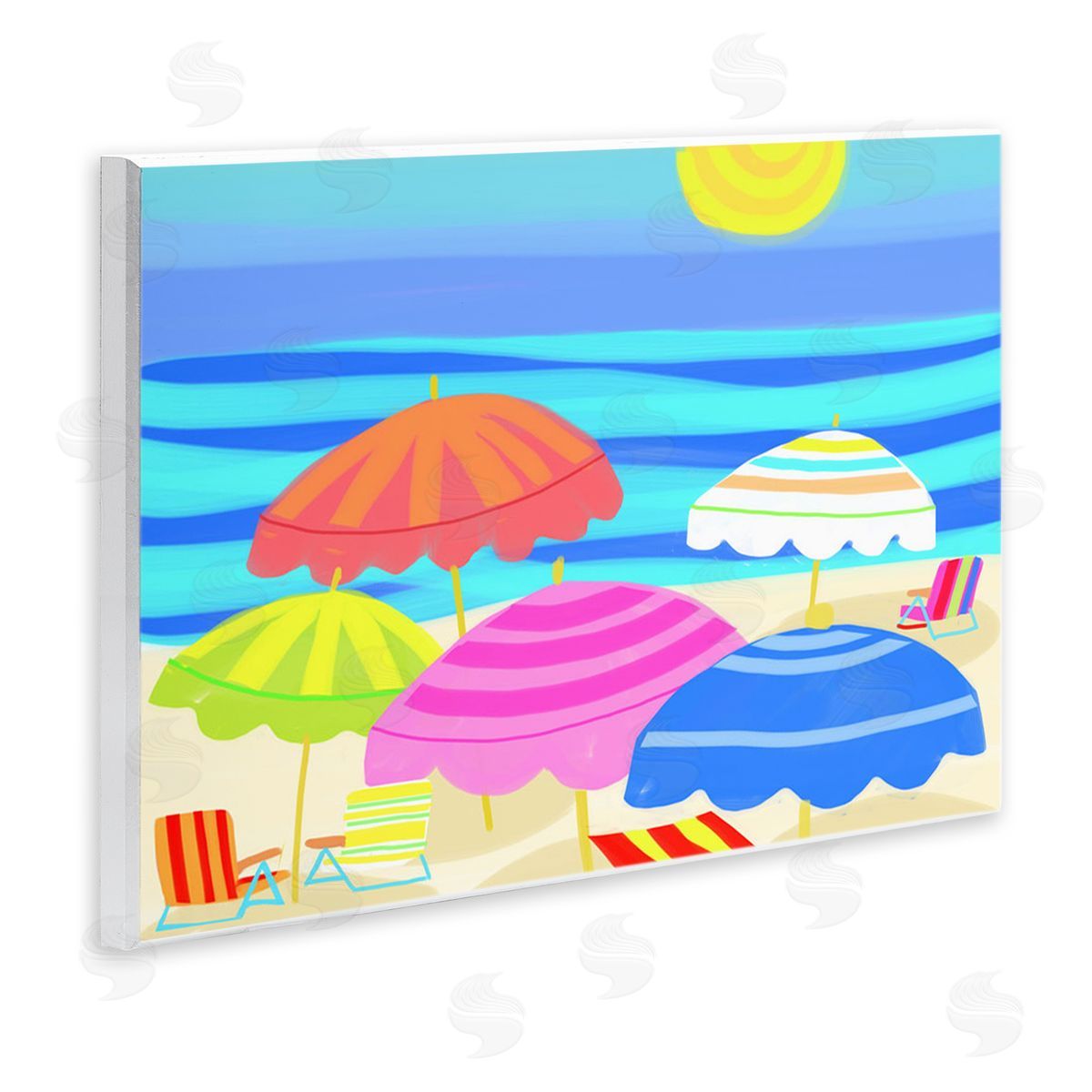 Maret Hensick Vibrant Sun Umbrellas Summer Beach Shore Scene Wall Plaque Art Print